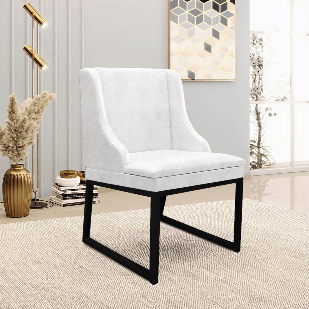 Cadeira Sala De Jantar Industrial Preto Kit 4 Liz Sint Pu D03 - D'rossi Cor Branco - 2