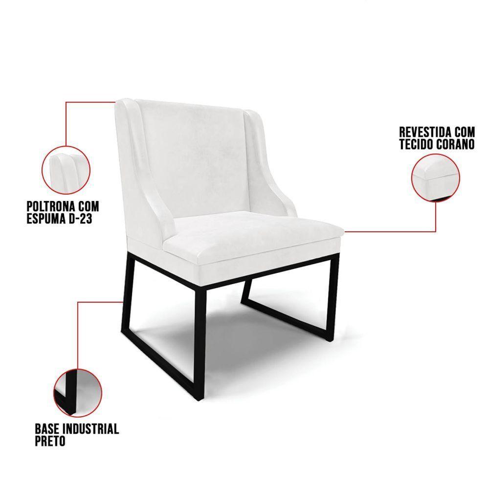 Cadeira Sala De Jantar Industrial Preto Kit 4 Liz Sint Pu D03 - D'rossi Cor Branco - 3