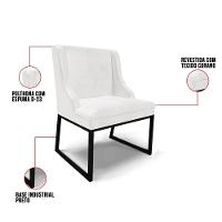 Cadeira Sala De Jantar Industrial Preto Kit 4 Liz Sint Pu D03 - D'rossi Cor Branco - 3