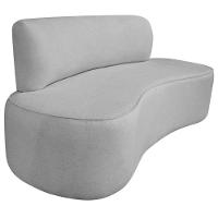 Kit Recamier Curvo Amsterdã 160cm E Poltrona Amore Luxo Linho Cor Cinza Claro - 7