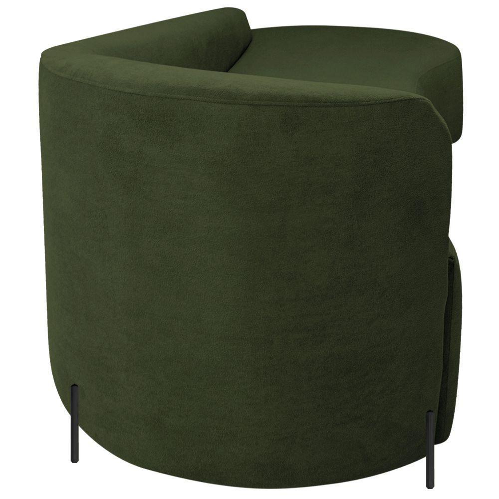 Divã Recamier Orgânico França 200cm Lado Dir Pés Metal Preto Linho Cor Verde - 6