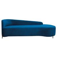 Divã Recamier Orgânico França 200cm Lado Dir Pés Metal Preto Linho Cor Azul Royal - 5