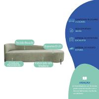 Divã Recamier Orgânico França 200cm Lado Dir Pés Metal Preto Bouclé Cor Verde Oliva - 7