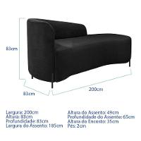 Divã Recamier Orgânico França 200cm Lado Dir Pés Metal Preto Bouclé Cor Preto - 7