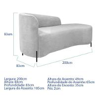 Divã Recamier Orgânico França 200cm Lado Dir Pés Metal Preto Bouclé Cor Branco - 6