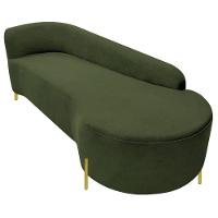 Divã Recamier Orgânico França 200cm Lado Dir Pés Metal Dourado Linho Cor Verde - 3