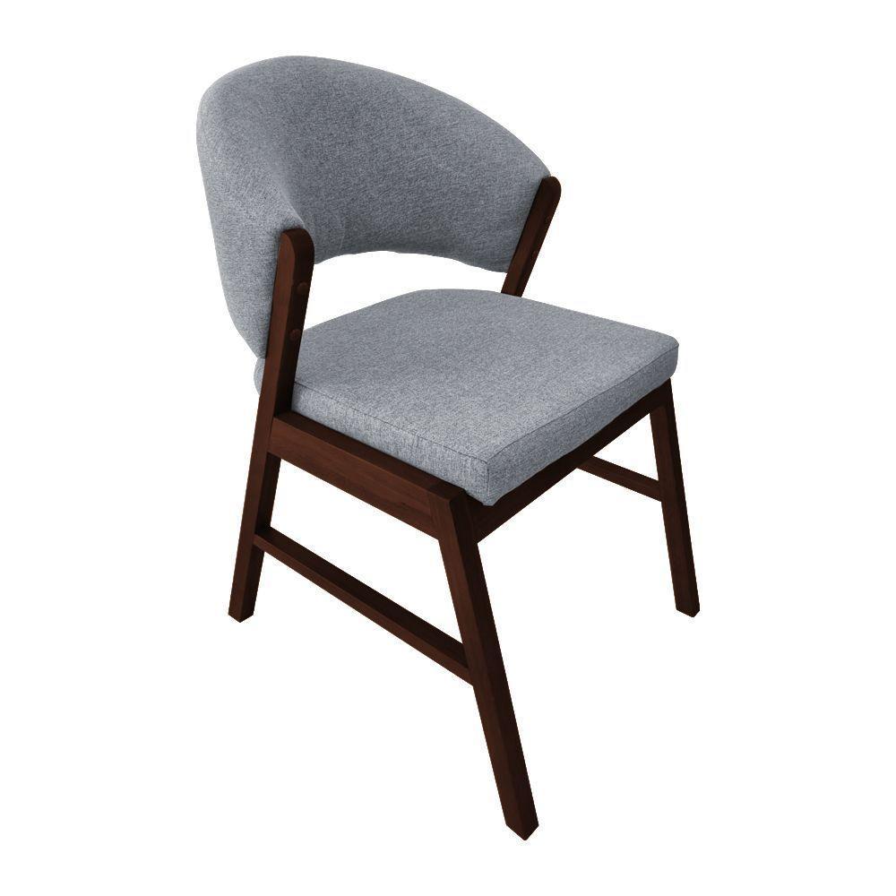 Kit 6 Cadeiras De Jantar Debora Com 2 Banquetas Ana Madeira Maciça Castanho Premium Linho Cinza - 2