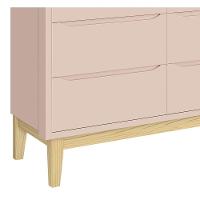 Cômoda 6 Gavetas Classic New Rosa Fosco Com Natural - Reller - 3