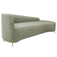 Divã Recamier Orgânico França 200cm Lado Dir Pés Metal Dourado Bouclé Cor Verde Oliva