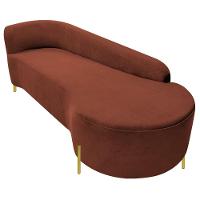 Divã Recamier Orgânico França 200cm Lado Dir Pés Metal Dourado Bouclé Cor Terracota - 6