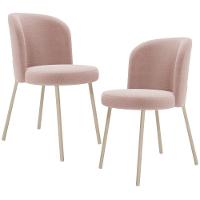 Kit 02 Cadeiras Para Sala De Jantar Cozinha Estofada Gavi Arena L02 Bouclê Rosê - Lyam Decor - 1