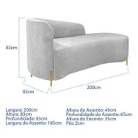 Divã Recamier Orgânico França 200cm Lado Dir Pés Metal Dourado Bouclé Cor Branco - 6