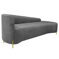 Divã Recamier Orgânico França 200cm Lado Dir Pés Metal Dourado Bouclé Cor Cinza