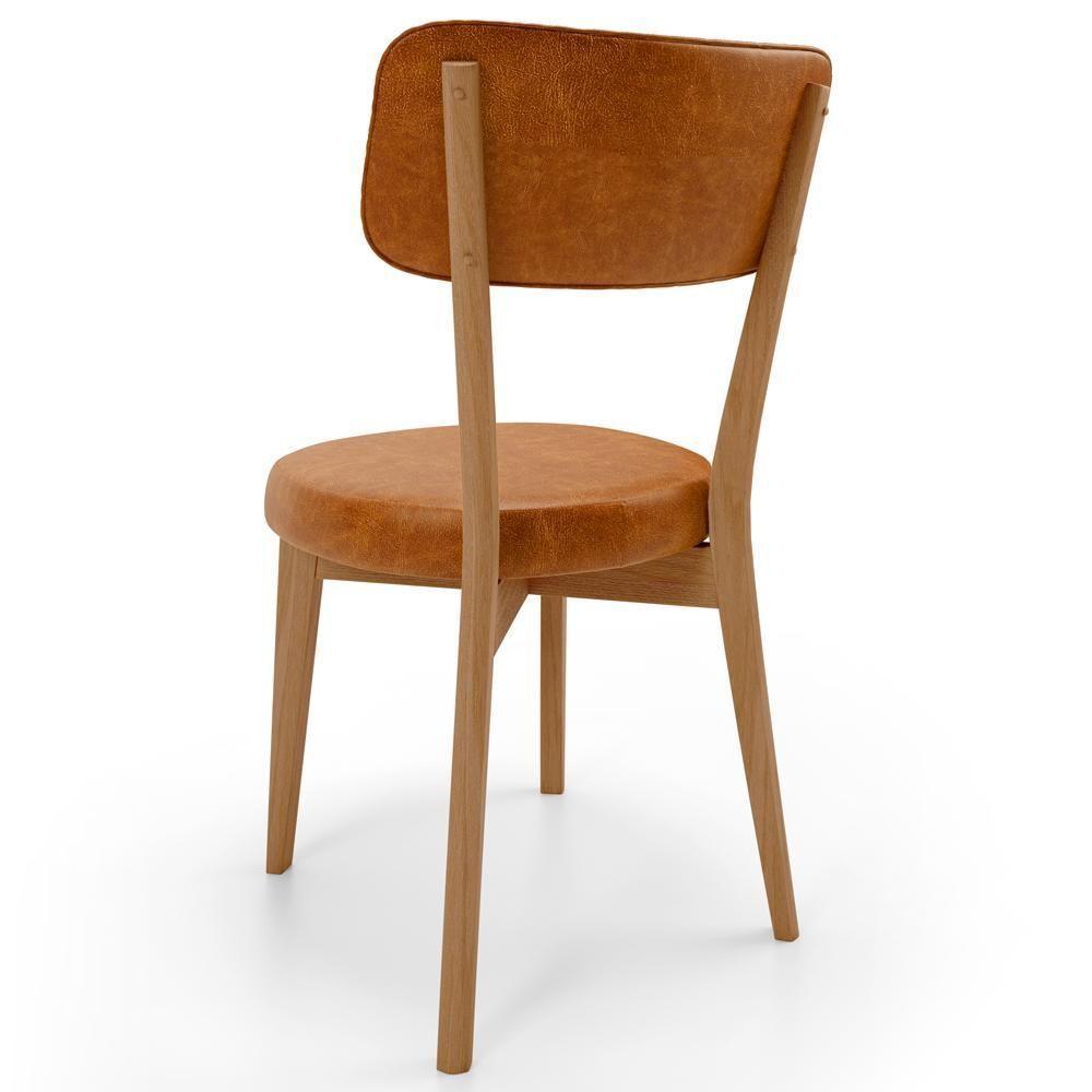 Kit 06 Cadeiras Decorativa Estofada Sala De Jantar Base Madeira Roy L02 Couríssimo Canela - Lyam - 7