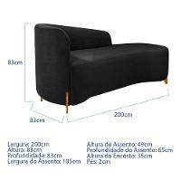 Divã Recamier Orgânico França 200cm Lado Dir Pés Madeira Bouclé Cor Preto - 6
