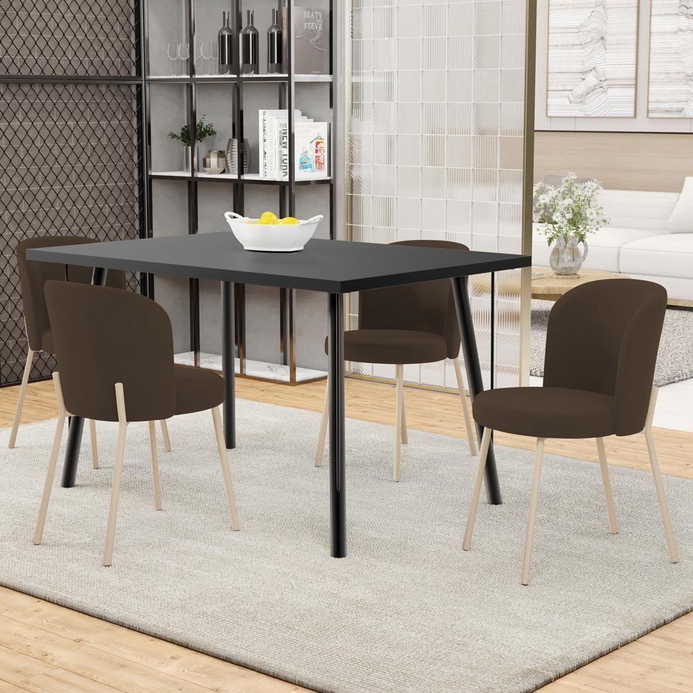 Kit 02 Cadeiras Para Sala De Jantar Cozinha Estofada Gavi Arena L02 Suede Marrom - Lyam Decor - 2