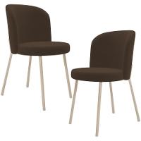 Kit 02 Cadeiras Para Sala De Jantar Cozinha Estofada Gavi Arena L02 Suede Marrom - Lyam Decor - 1