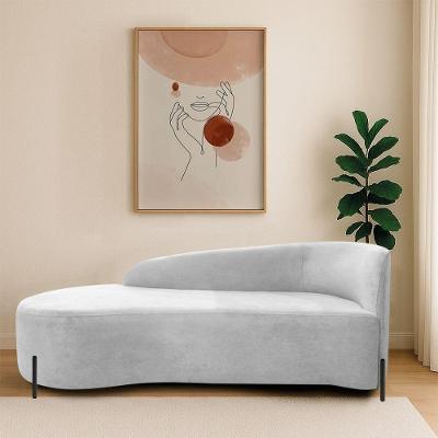 Divã Recamier Orgânico França 140cm Lado Esq Pés Metal Preto Bouclé Cor Branco