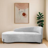 Divã Recamier Orgânico França 140cm Lado Esq Pés Metal Preto Bouclé Cor Branco - 1