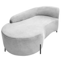 Divã Recamier Orgânico França 140cm Lado Esq Pés Metal Preto Bouclé Cor Branco - 3