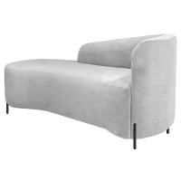 Divã Recamier Orgânico França 140cm Lado Esq Pés Metal Preto Bouclé Cor Branco
