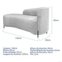 Divã Recamier Orgânico França 140cm Lado Esq Pés Metal Preto Bouclé Cor Branco - 6