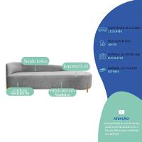 Divã Recamier Orgânico França 200cm Lado Dir Pés Madeira Linho Cor Cinza Claro - 7