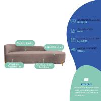 Divã Recamier Orgânico França 200cm Lado Dir Pés Madeira Linho Cor Rosê - 7