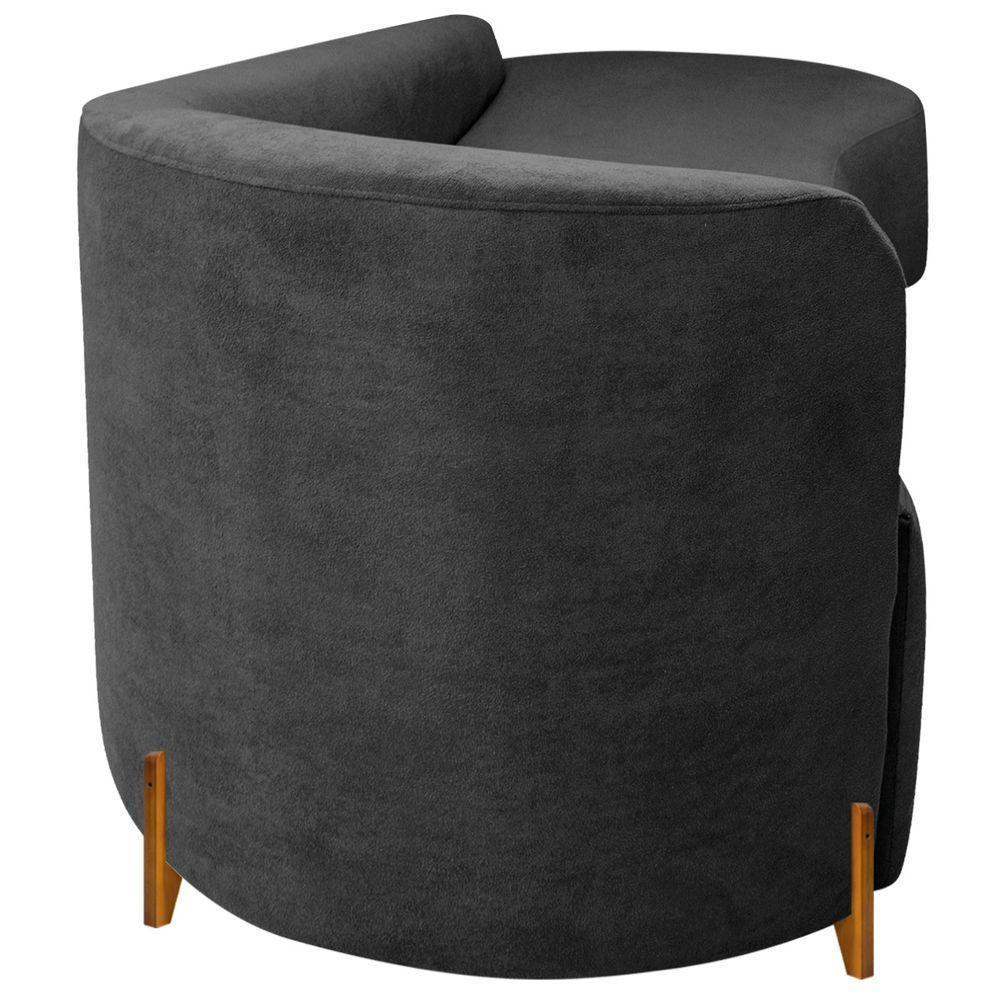 Divã Recamier Orgânico França 180cm Lado Dir Pés Madeira Linho Cor Cinza Escuro - 5