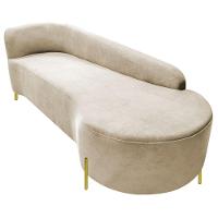 Divã Recamier Orgânico França 180cm Lado Dir Pés Metal Dourado Bouclé Cor Bege - 3