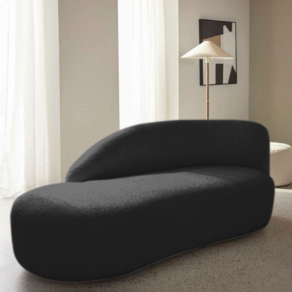 Divã Recamier Curvo Luna 140cm Lado Esquerdo Suede - Adj Decor Cor Preto - 2