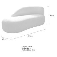 Divã Recamier Curvo Luna 140cm Lado Esquerdo Suede - Adj Decor Cor Branco - 2