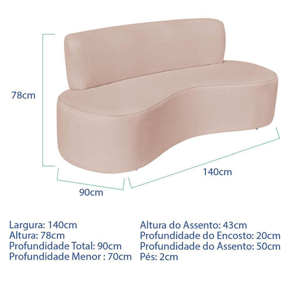 Sofá Curvo 2 Lugares Amsterdã 140cm Suede Cor Rosê - 2