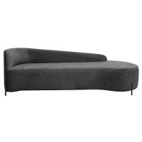 Divã Recamier Orgânico França 180cm Lado Dir Pés Metal Preto Linho Cor Cinza Escuro - 2