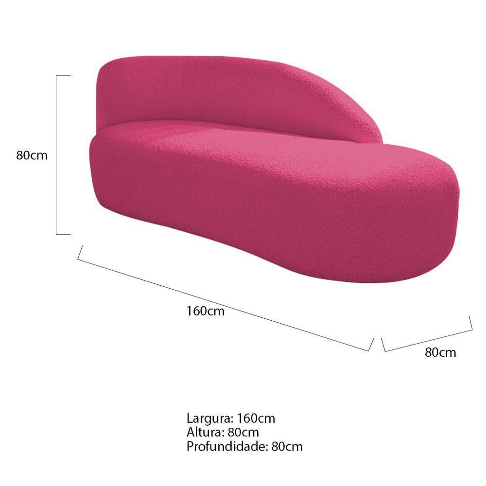 Divã Recamier Curvo Luna 160cm Lado Direito Suede - Adj Decor Cor Pink - 3