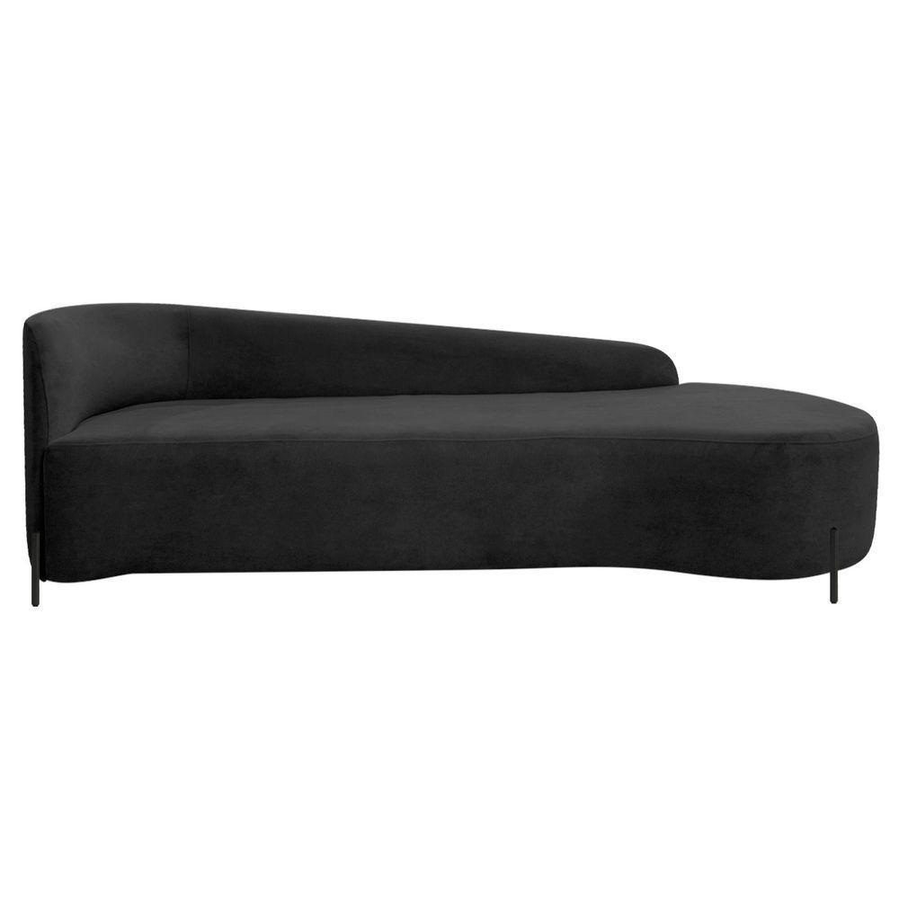 Divã Recamier Orgânico França 180cm Lado Dir Pés Metal Preto Linho Cor Preto - 2