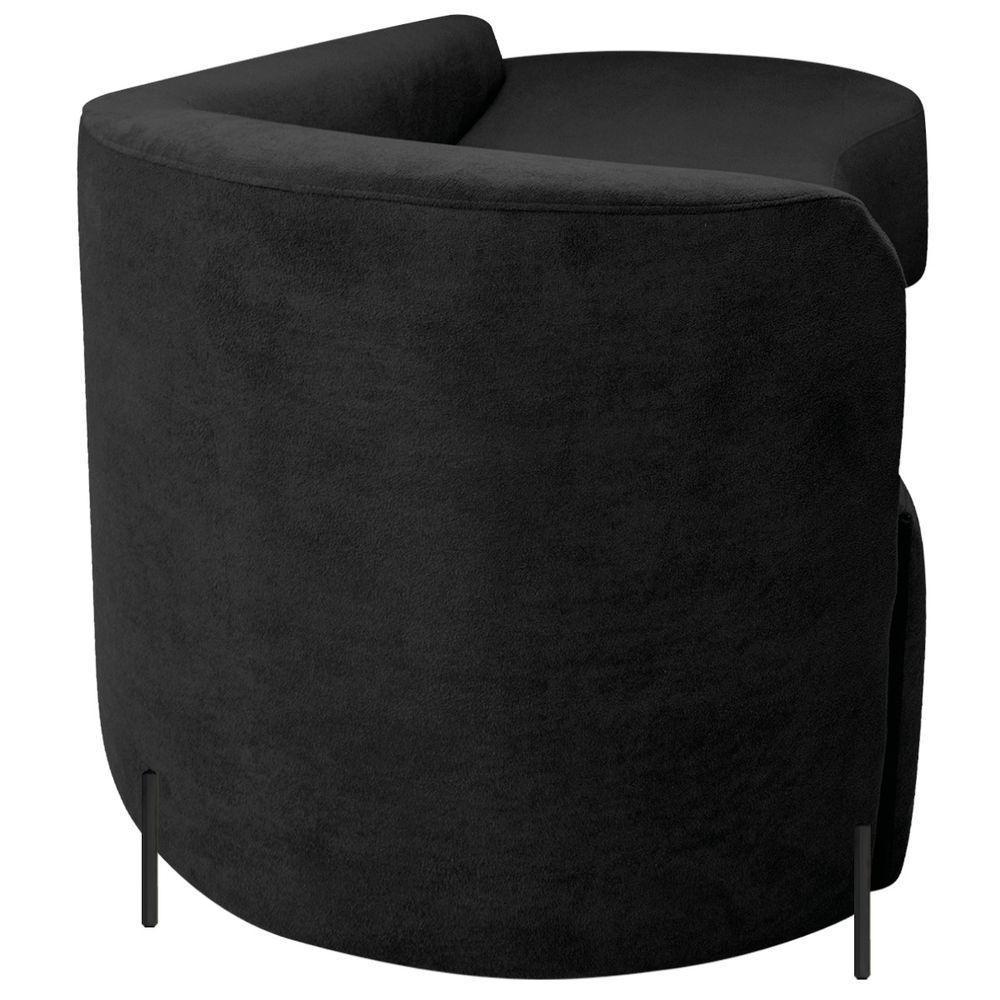 Divã Recamier Orgânico França 180cm Lado Dir Pés Metal Preto Linho Cor Preto - 5