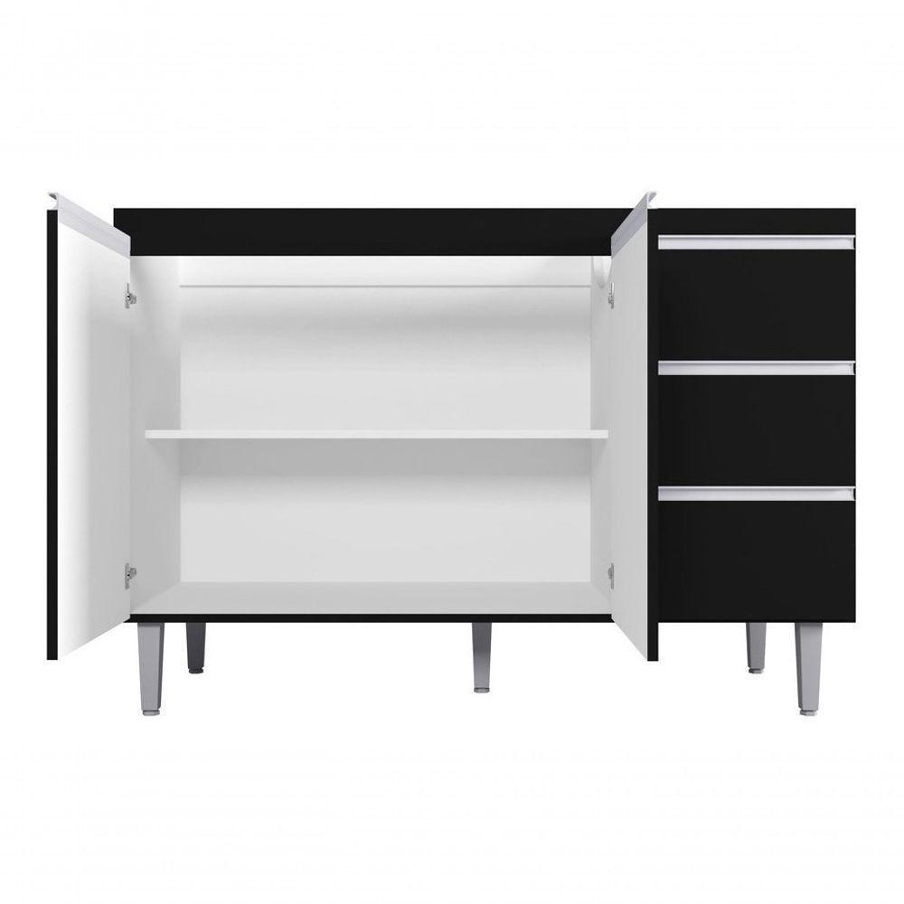 Multiuso Andreia S/tampo 120cm 2 Portas 3 Gavetas Cor Preto - 3