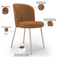 Kit 06 Cadeiras Para Sala De Jantar Cozinha Estofada Gavi Arena L02 Bouclê Terracota - Lyam Decor