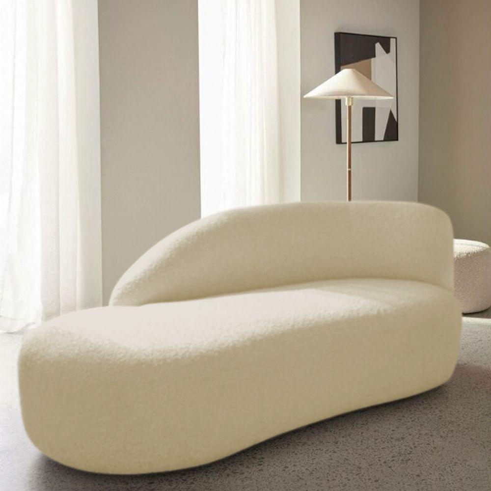 Divã Recamier Curvo Luna 140cm Lado Esquerdo Suede - Adj Decor Cor Bege - 2