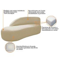 Divã Recamier Curvo Luna 140cm Lado Esquerdo Suede - Adj Decor Cor Bege