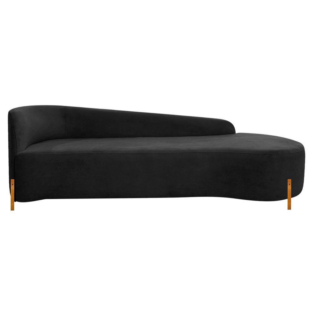 Divã Recamier Orgânico França 180cm Lado Dir Pés Madeira Bouclé Cor Preto - 2