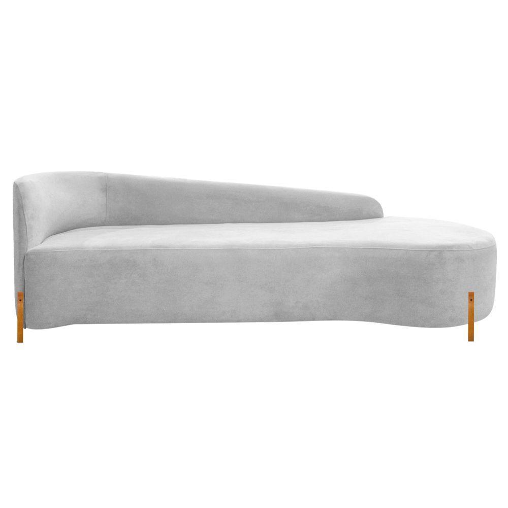 Divã Recamier Orgânico França 180cm Lado Dir Pés Madeira Bouclé Cor Branco - 2