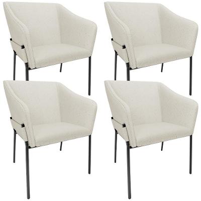 Kit 4 Cadeiras Para Sala De Jantar Estar Living Olívia L02 Linho Champagne - Lyam Decor
