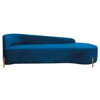 Divã Recamier Orgânico França 180cm Lado Dir Pés Madeira Linho Cor Azul Royal - 2