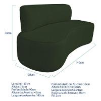 Kit Recamier Curvo Amsterdã 140cm E Poltrona Amore Luxo Linho Cor Verde - 3
