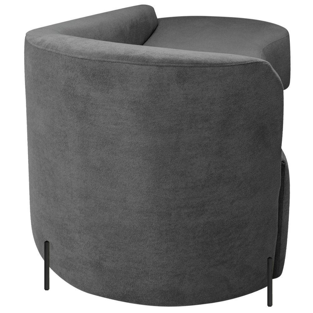 Divã Recamier Orgânico França 180cm Lado Dir Pés Metal Preto Bouclé Cor Cinza - 5