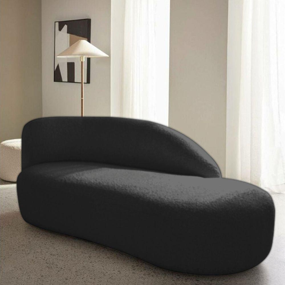 Divã Recamier Curvo Luna 140cm Lado Direito Suede - Adj Decor Cor Preto - 2