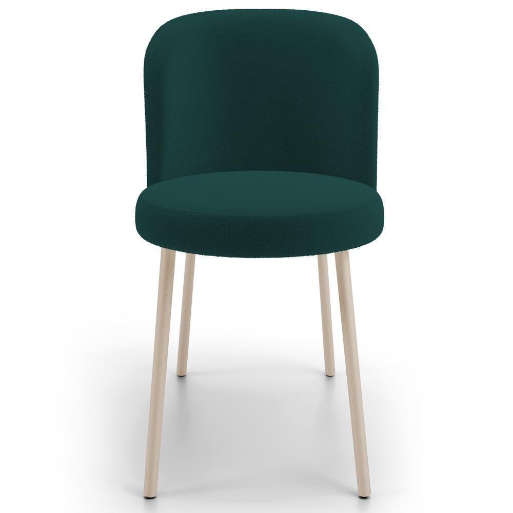 Kit 05 Cadeiras Para Sala De Jantar Cozinha Estofada Gavi Arena L02 Bouclê Verde - Lyam Decor - 3