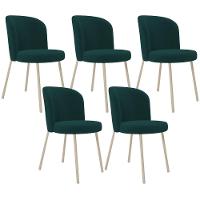 Kit 05 Cadeiras Para Sala De Jantar Cozinha Estofada Gavi Arena L02 Bouclê Verde - Lyam Decor - 1